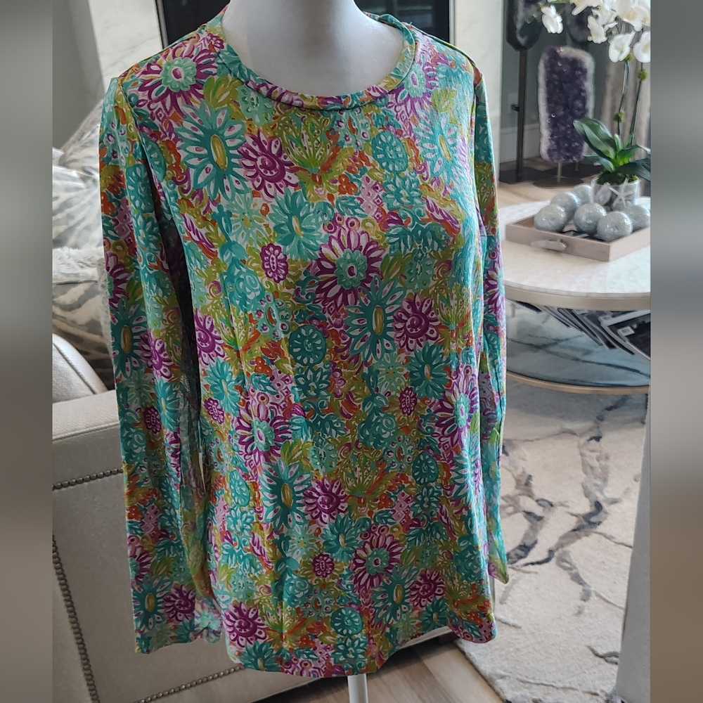 IBKUL Women's Long Sleeve Top - Multicolor Floral - Picture 2 of 12